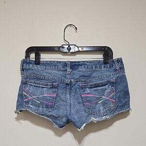 Aeropostale Distressed  Embroidered Denim Booty Shorts